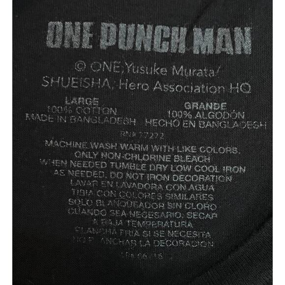 One Punch Man Black Anime T-Shirt - Saitama Flying Punch Circle Over Logo - Picture 5 of 8